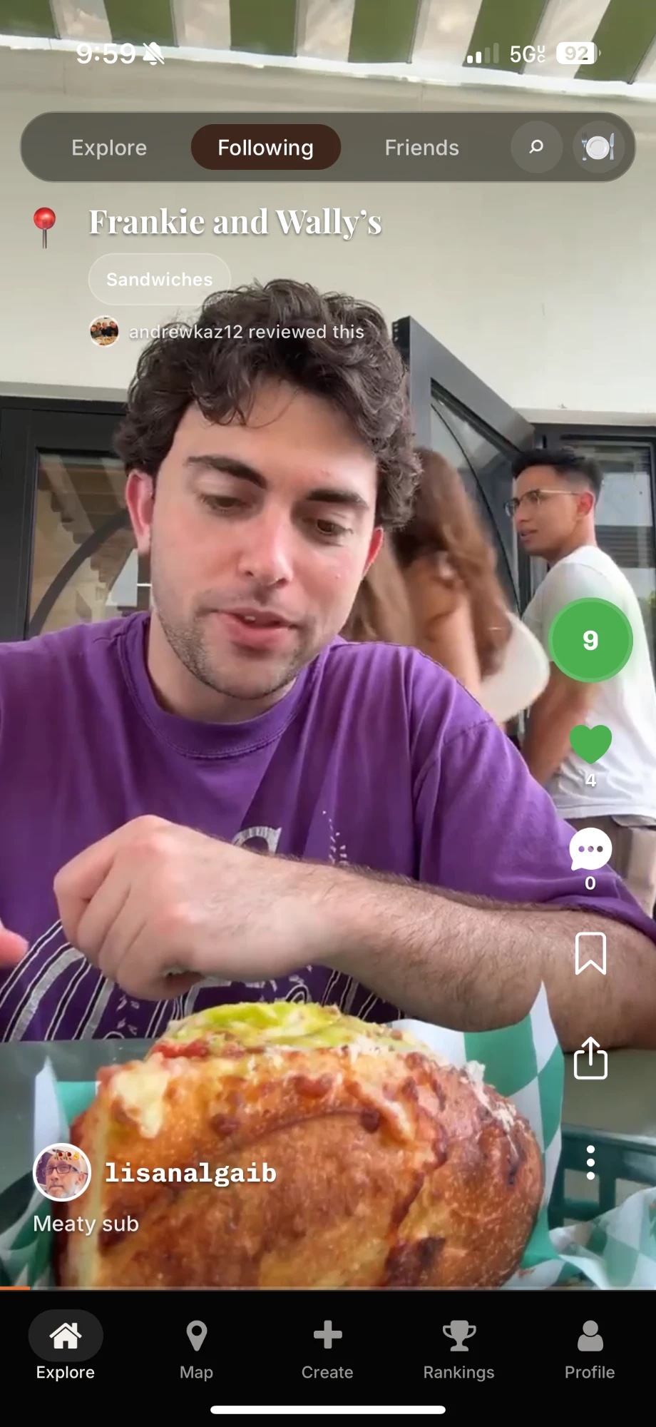 The Bites App — video review of Frankie and Wally's, scored 9